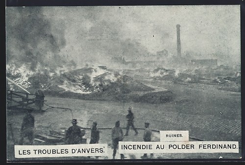 Cpa anvers incendie polder - anvers,,